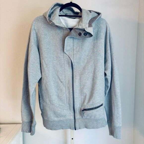 lululemon athletica Other - Lululemon Rare Men’e Heather Gray Zip/Snap Front Fleece Hoodie, Large